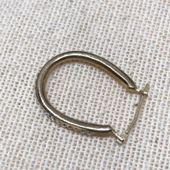 Vintage SLC 14k GF sterling silver hoop earrins crystal - Picture 7 of 8